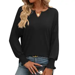 BLWOENS - Polera de manga larga para mujeres - Negro