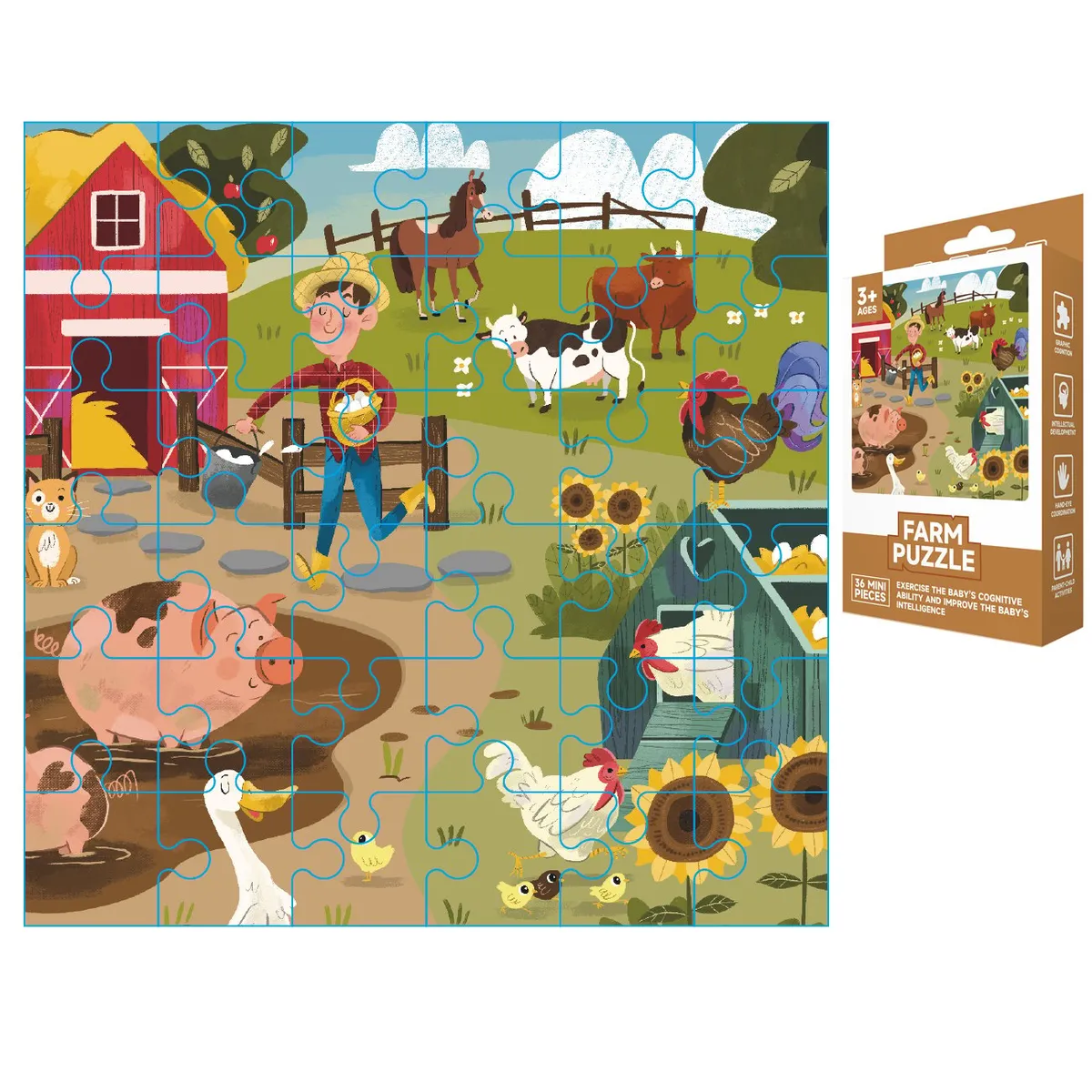 GENERICO - Tema Granja Puzzles Educativos Juguetes Para Niños Regalo