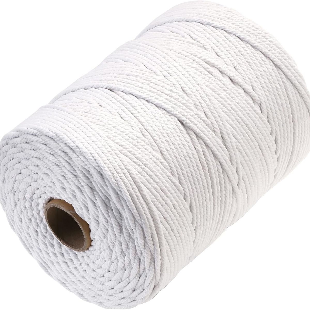 KUANGYE - Hilo De Algodón Natural Para Macramé 5mmX200m Cordón Detejer Blanco