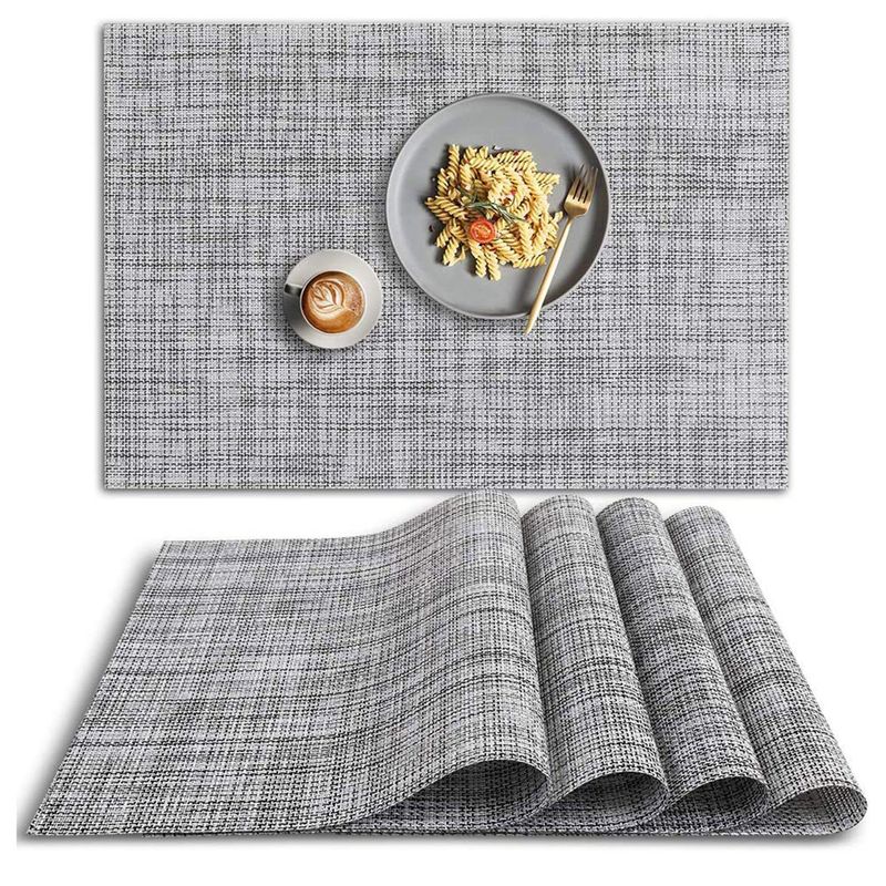 GENERICO - 4 Pcs Manteles Individuales Resistente Al Calor-Gris