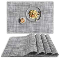 GENERICO - 4 Pcs Manteles Individuales Resistente Al Calor-Gris