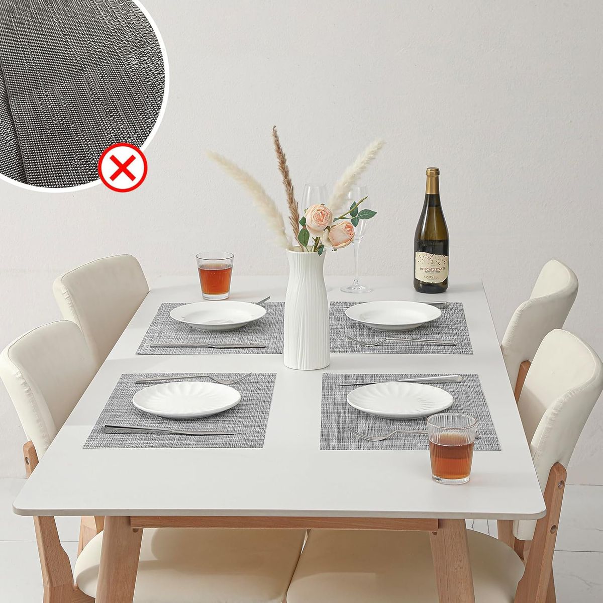 GENERICO - 4 Pcs Manteles Individuales Resistente Al Calor-Gris