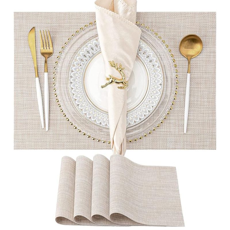 GENERICO - 4 Pcs Manteles Individuales Resistente Al Calor-Beige
