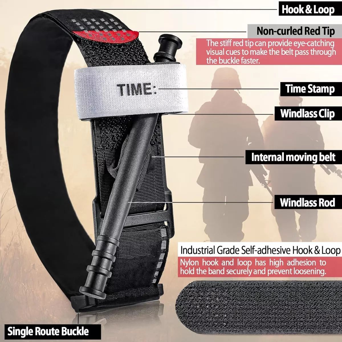 BITART - 4PK Torniquete Primeros Auxilio Botiquin Curacion 950mm38mm
