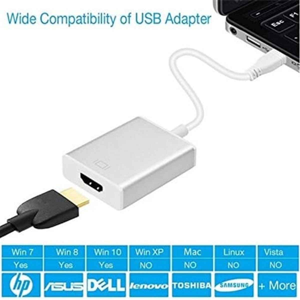 KUANGYE - Convertidor Adaptador Video Usb 3.0 A Hdmi Full Hd 1080p
