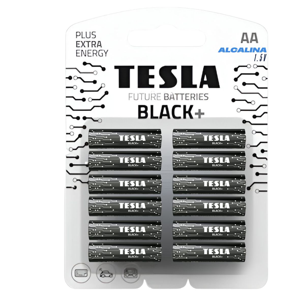 TESLA - Pack 12 Pilas Tesla Black+ AA T-ES-011 Alcalina High Power