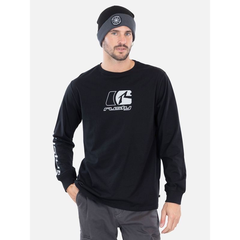 RUSTY - Polera ML Gritrider Negro Hombre Rusty - Negro