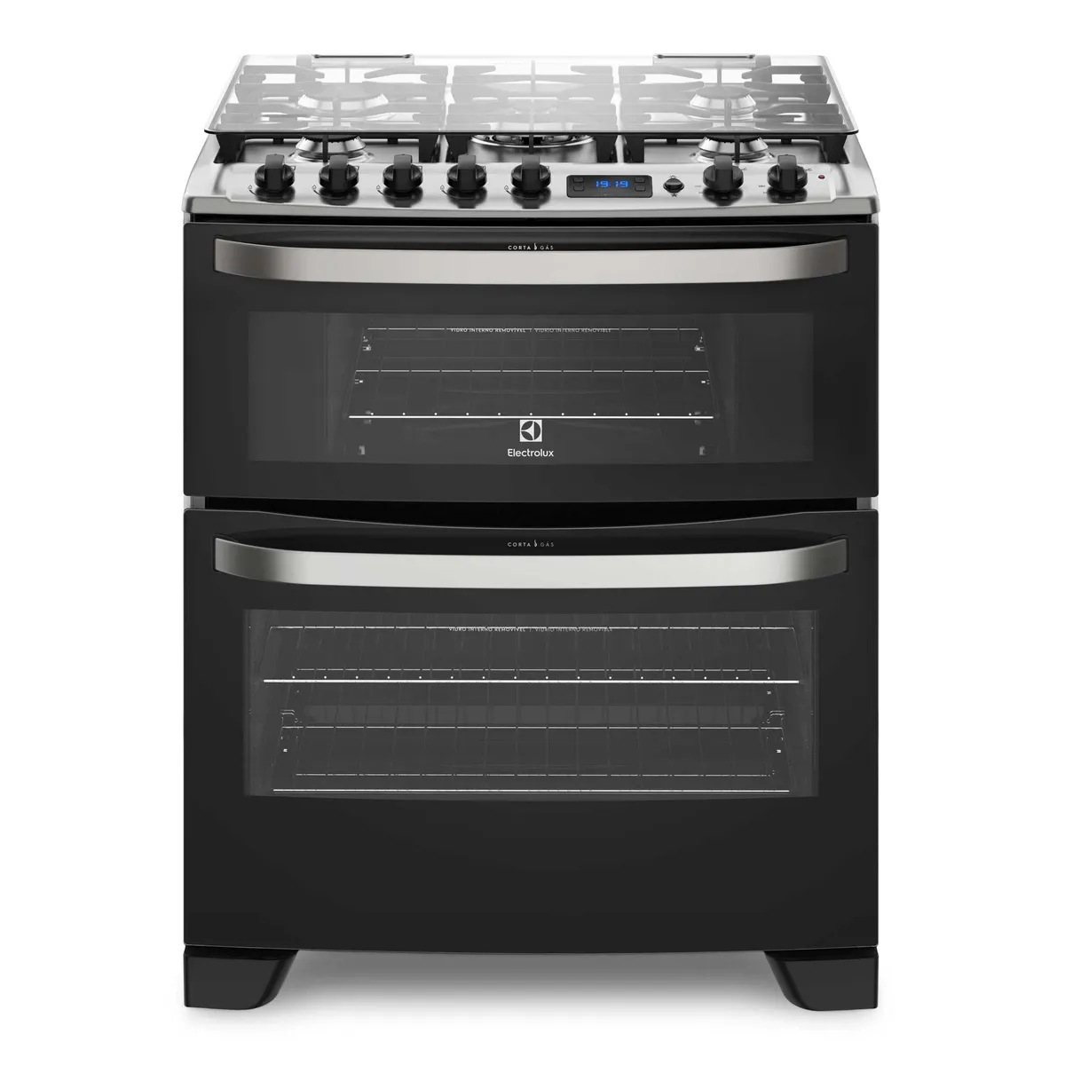 ELECTROLUX - Cocina a Gas 5 Platos Electrolux Experience Doble Horno y Timer Digital 76DBA Negra