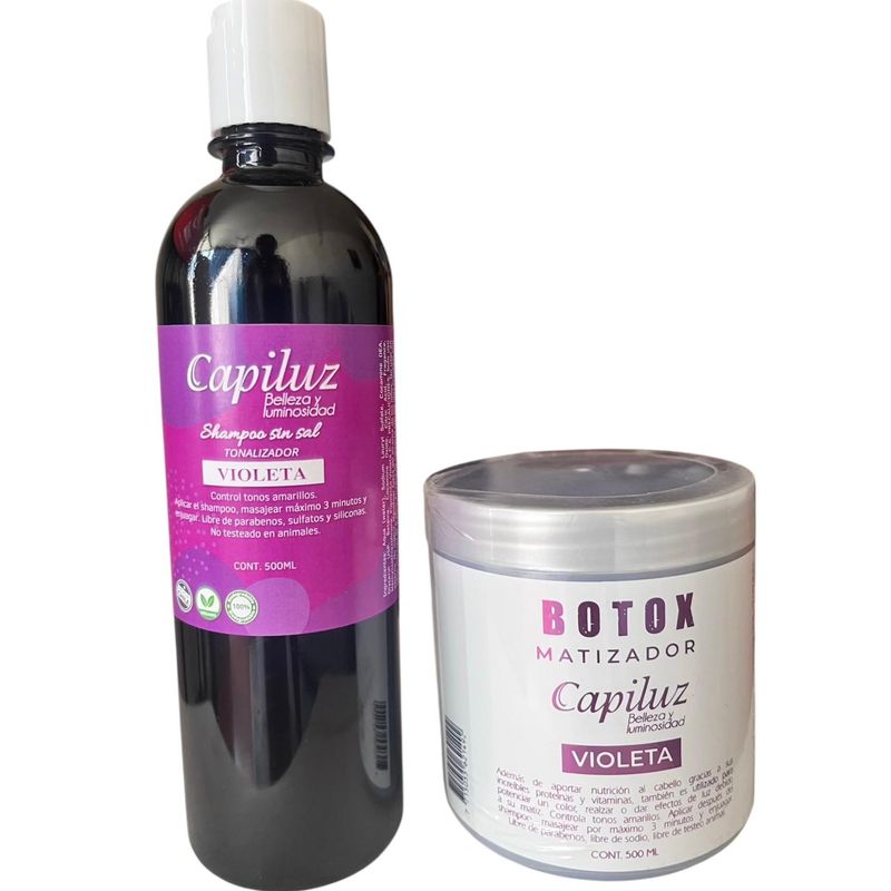 GENERICO - Pack Shampoo Violeta 500ml + Matizador Color Violeta Capiluz 500ml