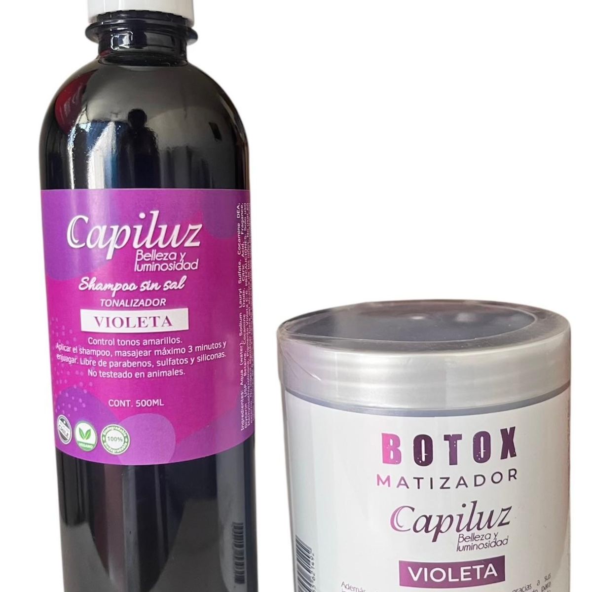 GENERICO - Pack Shampoo Violeta 500ml + Matizador Color Violeta Capiluz 500ml