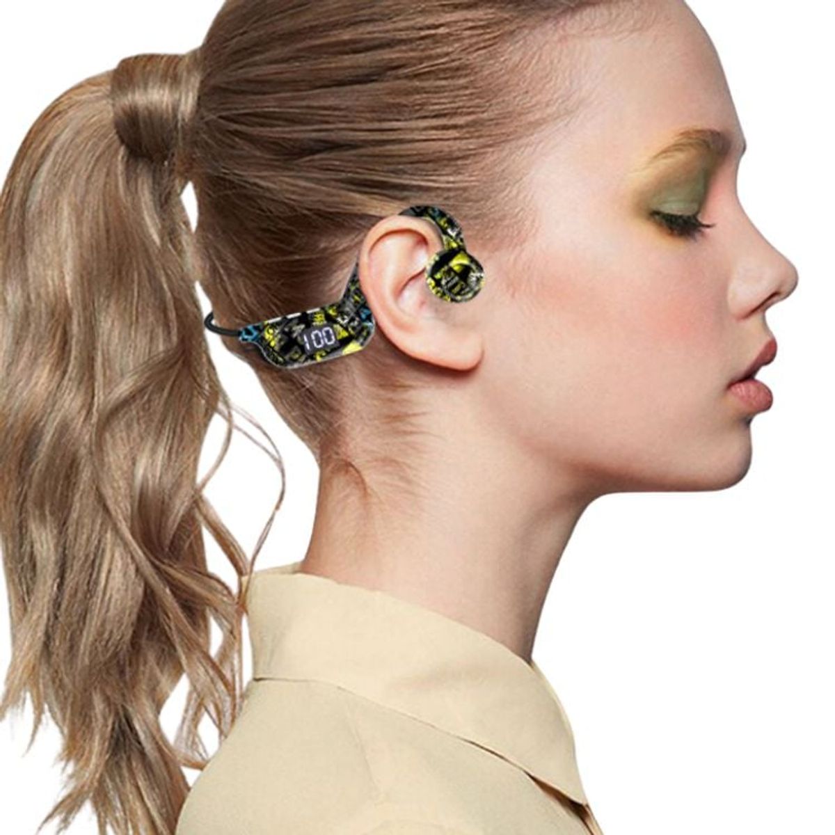 CRUSEC - Audífonos Manos Libres Flexible Deportes Bluetooth - Amarillo