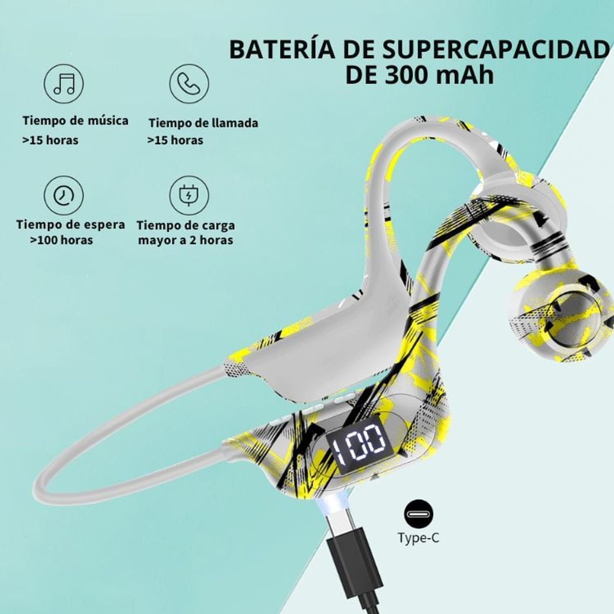 CRUSEC - Audífonos Manos Libres Flexible Deportes Bluetooth - Negro