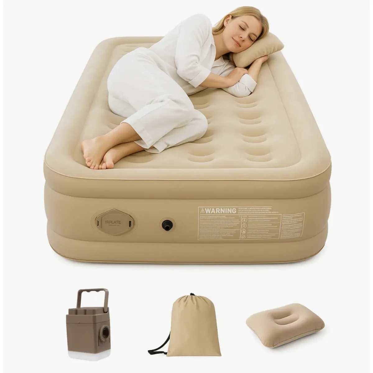 HOMER OUTDOOR - Colchón Inflable Single Homer Design 1 Plazas Bomba Con Literna Eléctrica Recargable con Almohada