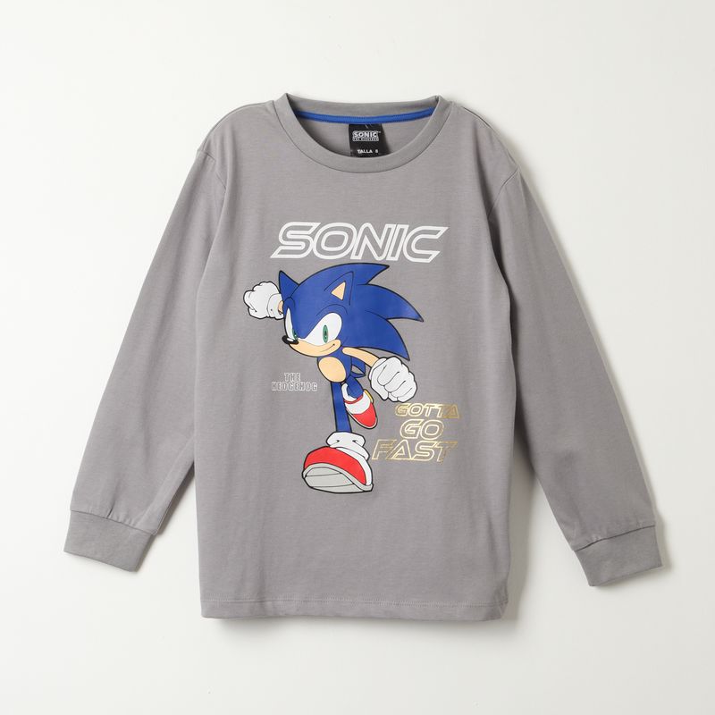 SONIC - Polera Manga Larga Niño Force Gris Sonic