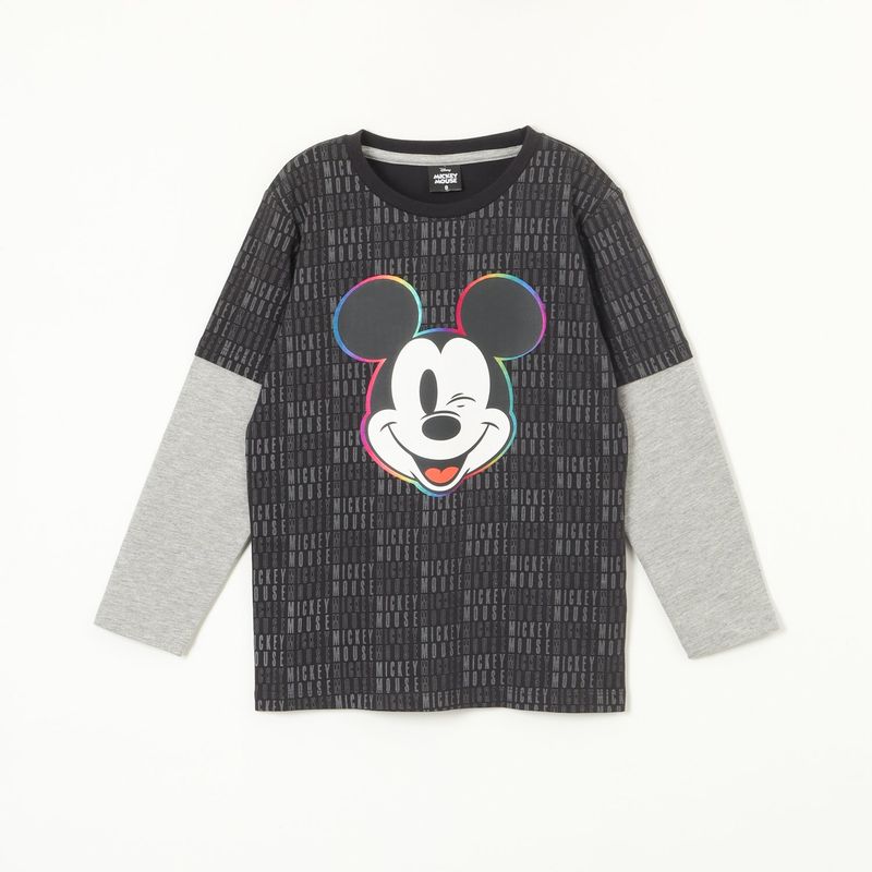 DISNEY - Polera Manga Larga Niño Mickey Letters Negro Disney