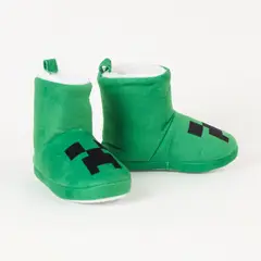 MINECRAFT - Pantuflas Creeper con Forro Abrigado - Niños 6-12 Años