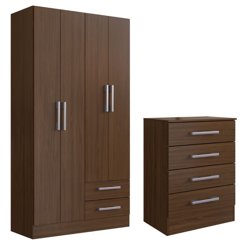 MOVELARIA - COMBO CLOSET 4P + COMODA 4 CAJONES CACAO B4240