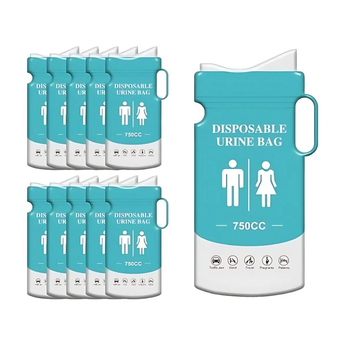 CRUSEC - Pack 10 Bolsas Emergencia Tránsito Vómito Orina 750ml