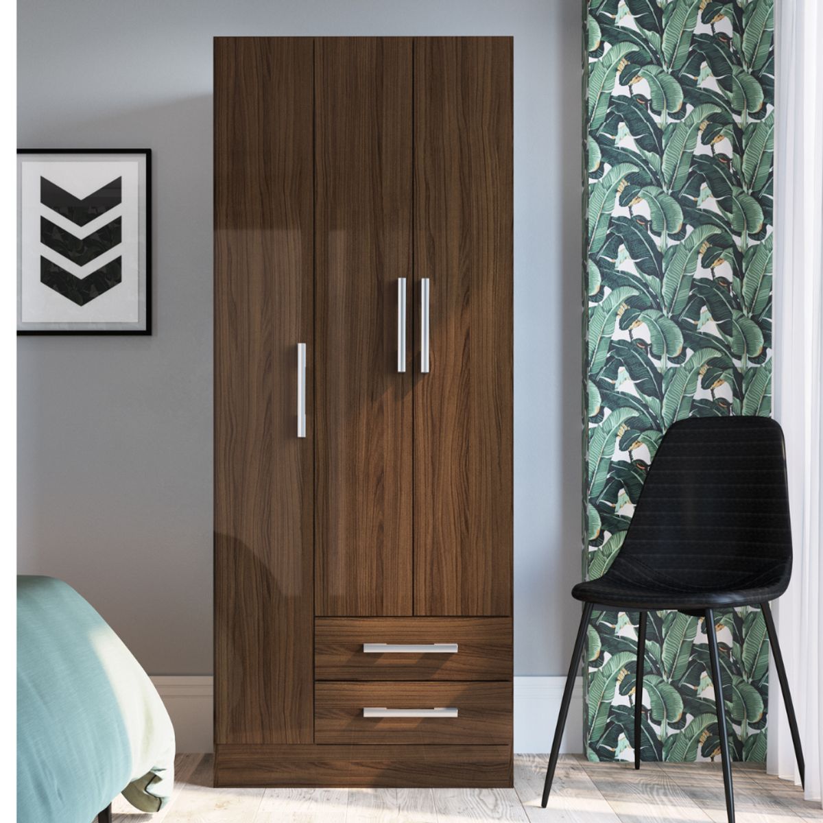 MOVELARIA - COMBO CLOSET 3P + COMODA 4 CAJONES CACAO B3240