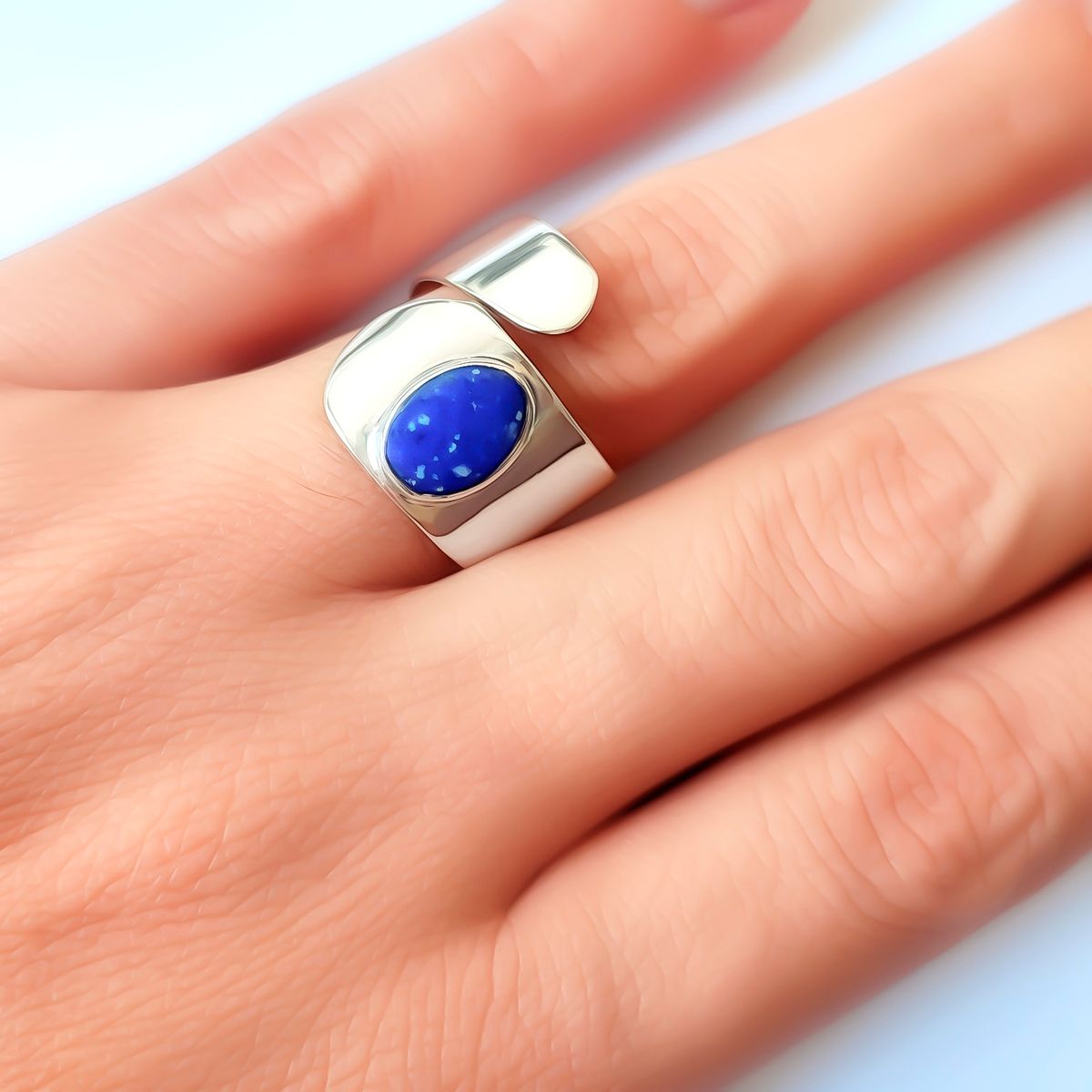 COGGIOLA - Anillo Lapislázuli Óvalo Adaptable Plata Fina 950