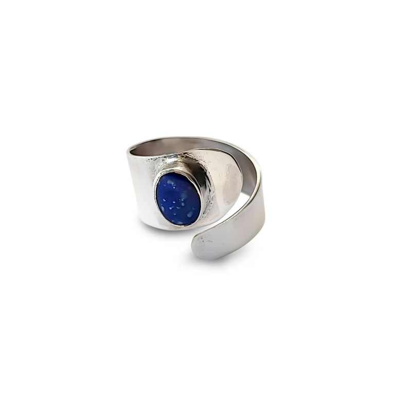 Anillo Lapislazuli Ovalo Adaptable Plata Fina 950 Azul 16