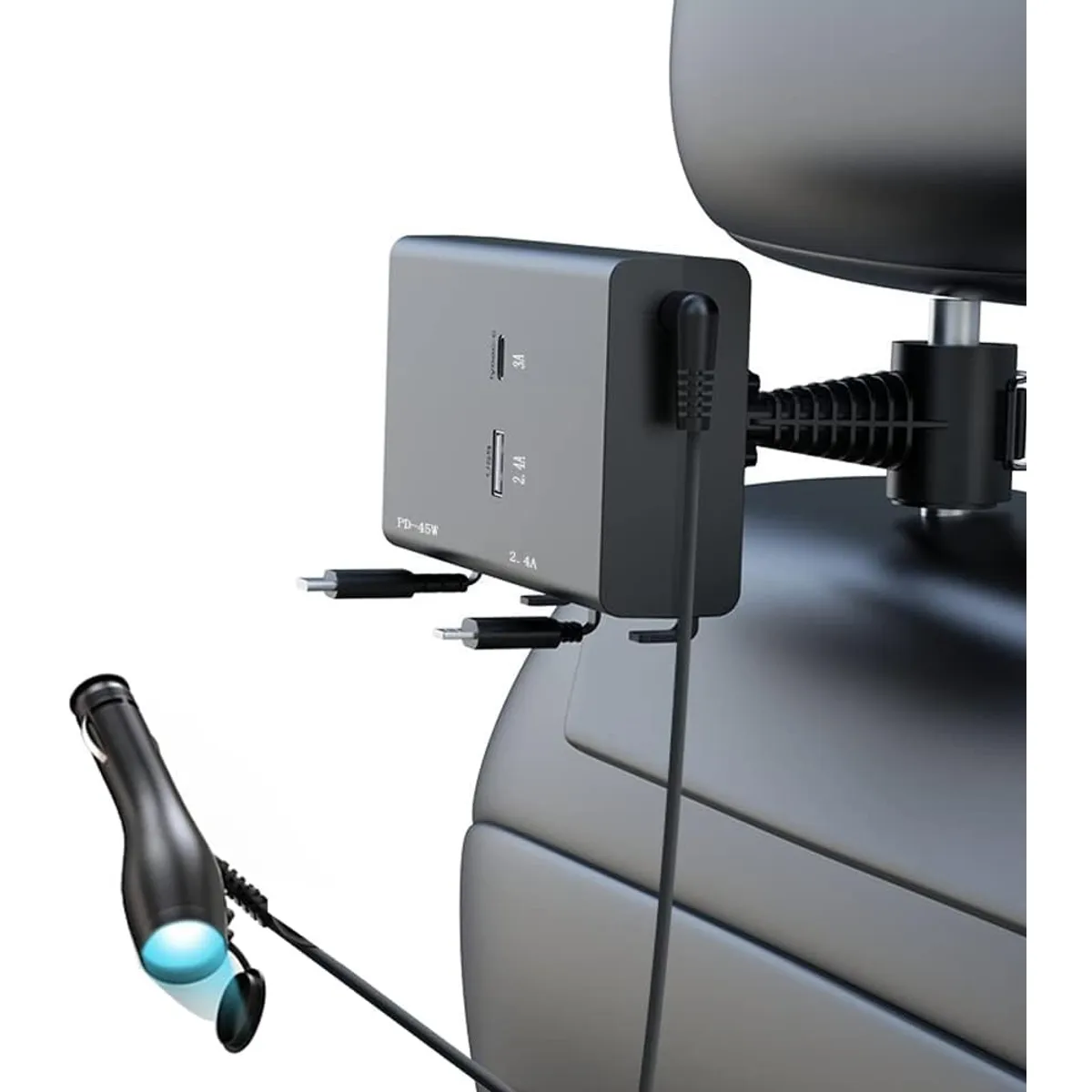 GENERICO - Base Carga usb 65w asiento trasero auto Cargador Iphone Android