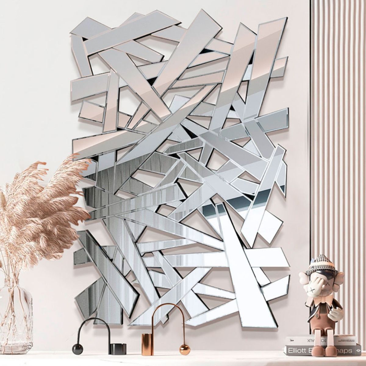 GENERICO - Espejo Abstracto de Pared 80×120 cm con Paneles Irregulares