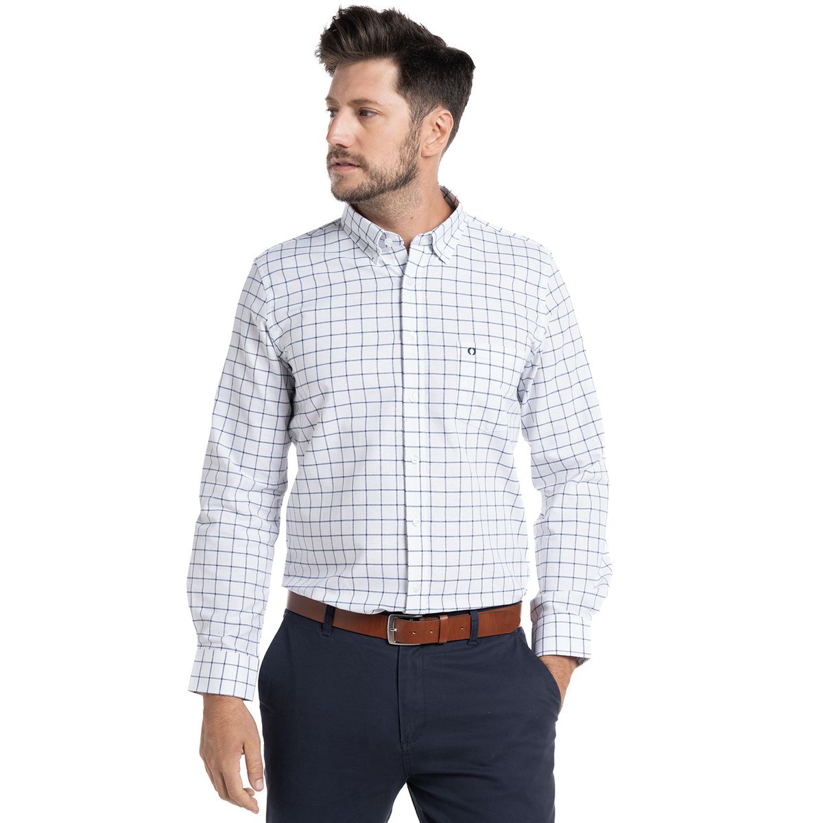POTROS - Camisa Oxford Cuadros Londres Hombre Manga Larga POTROS