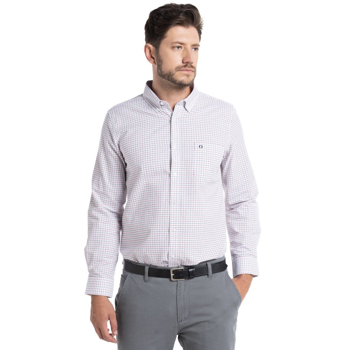 POTROS - Camisa Oxford Cuadros Londres Hombre Manga Larga POTROS