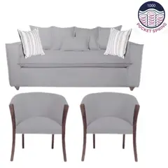 SITIAL HOME - Living 311 Bubha Gris claro Sofa 3 cuerpos con resortes mas 2 sitiales