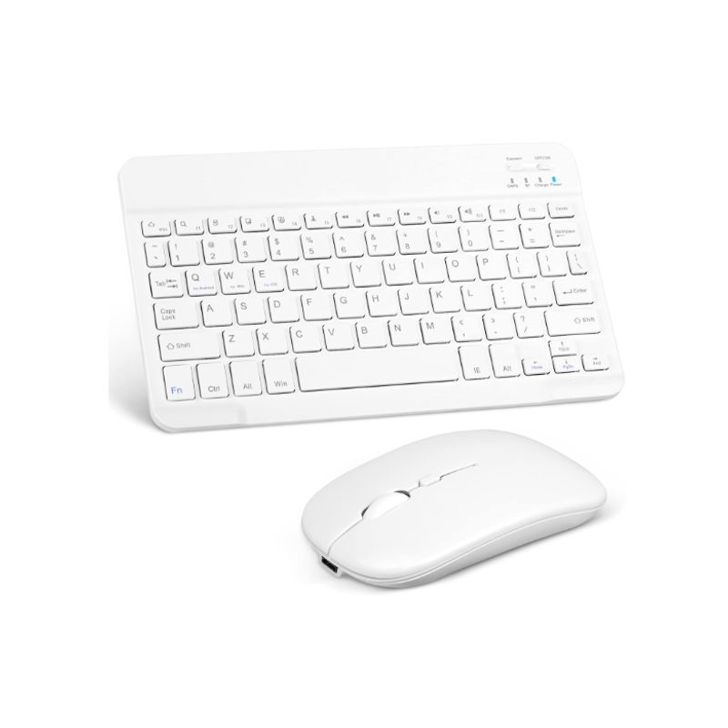 GENERICO - Kit de Teclado y mouse Bluetooth 10 pulgadas blanco