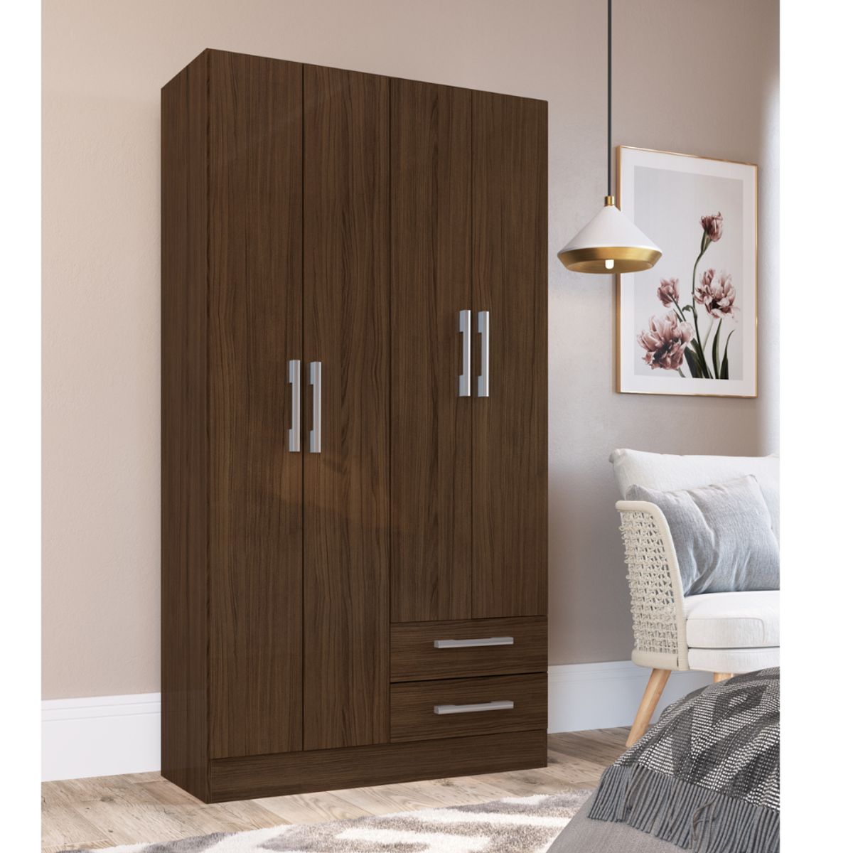 MOVELARIA - COMBO CLOSET 4 PUERTAS + CLOSET 4 PUERTAS CACAO B4242