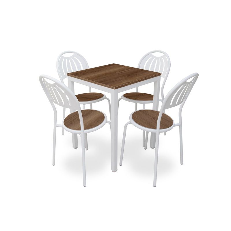 LUOMO - Mesa Comedor-Cafetería 4 Personas Silla Luz Blanca