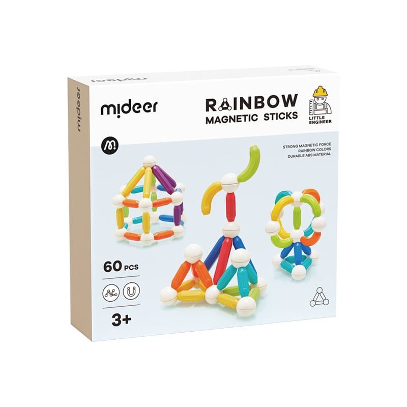 MIDEER - Barras magnéticas multicolor - 60 piezas