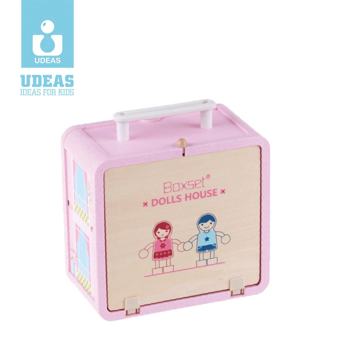 UDEAS - Casa de muñecas de madera con maleta portátil
