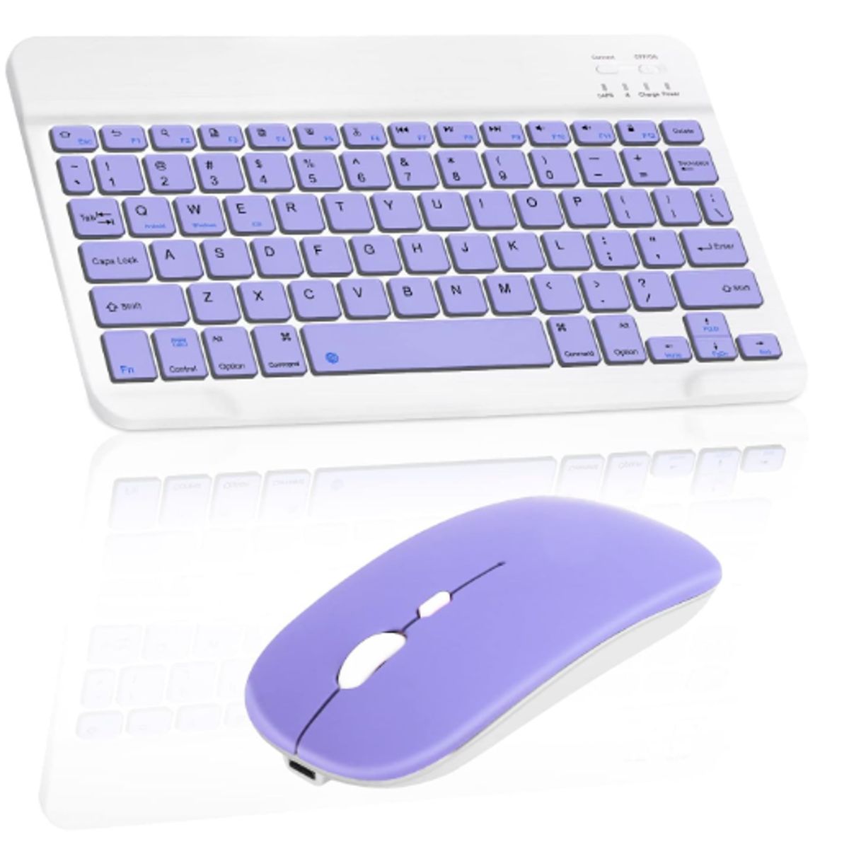 GENERICO - Kit de Teclado y mouse Bluetooth 10 pulgadas LILA