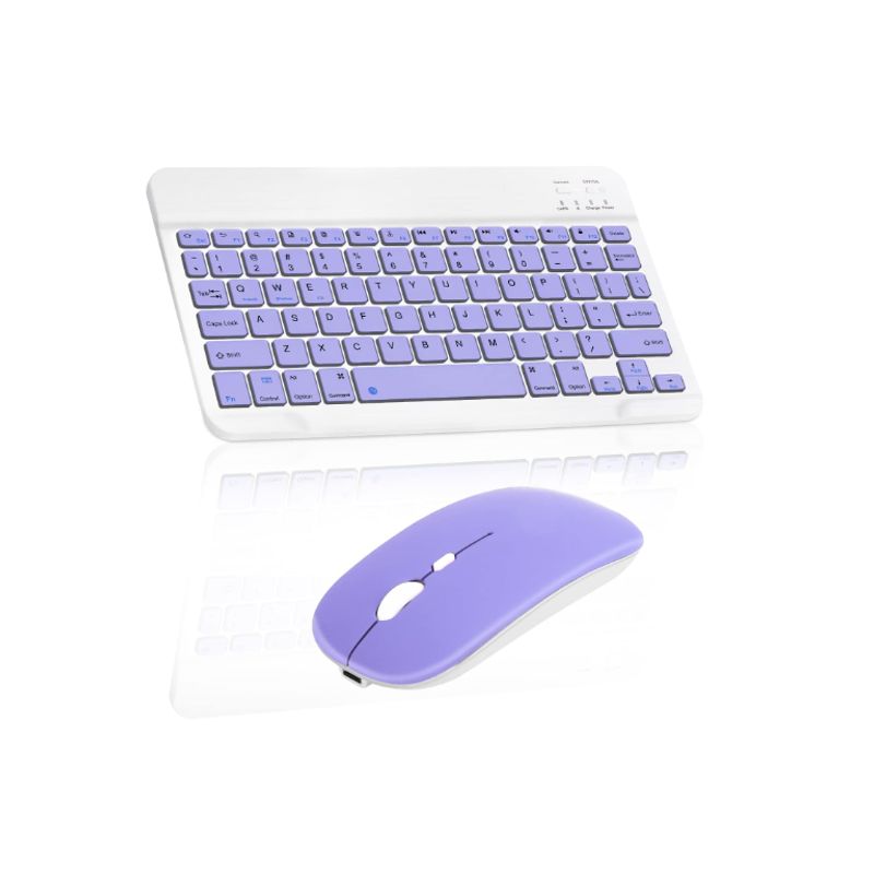 GENERICO - Kit de Teclado y mouse Bluetooth 10 pulgadas LILA