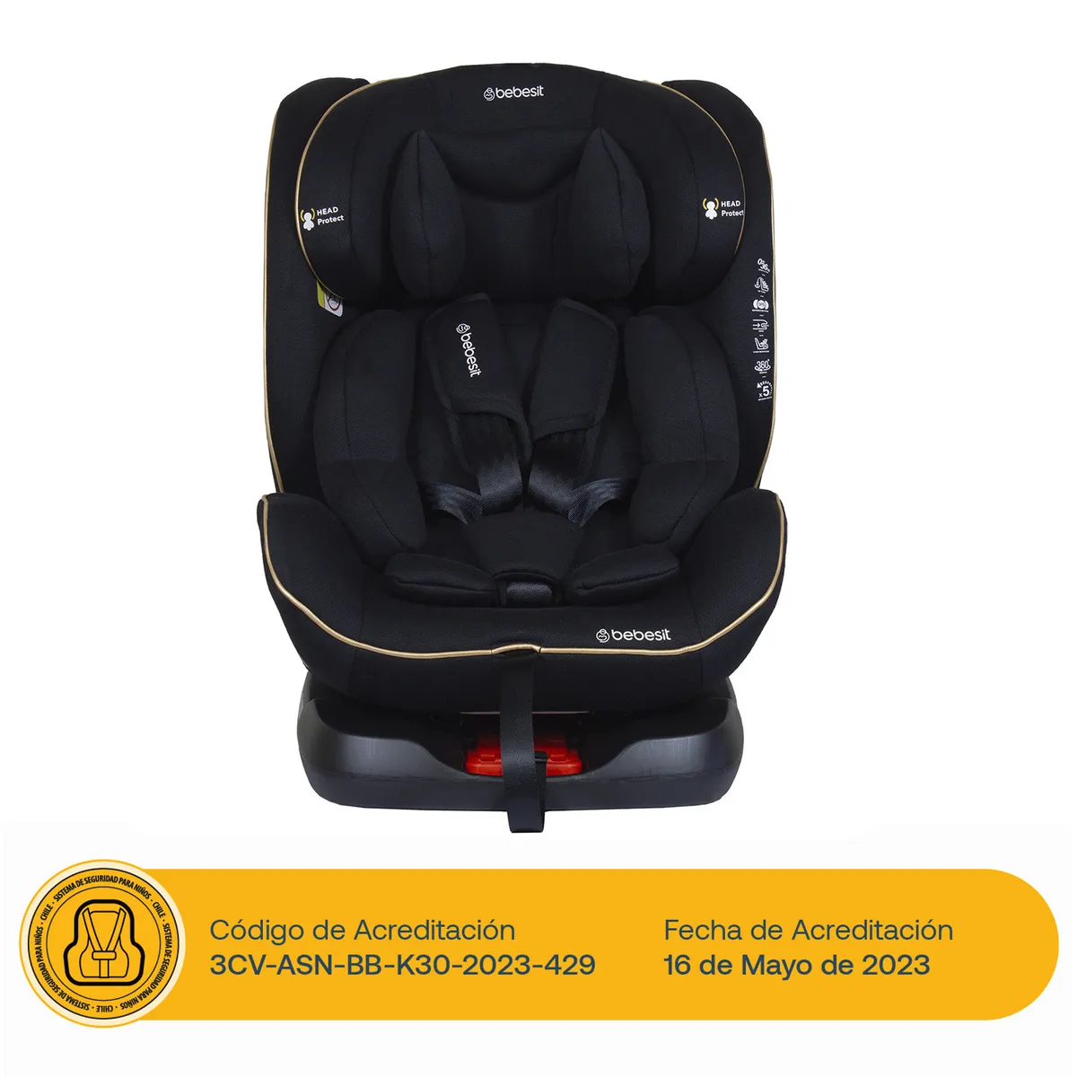 BEBESIT - Silla de Auto Convertible Supra 360° Black Gold
