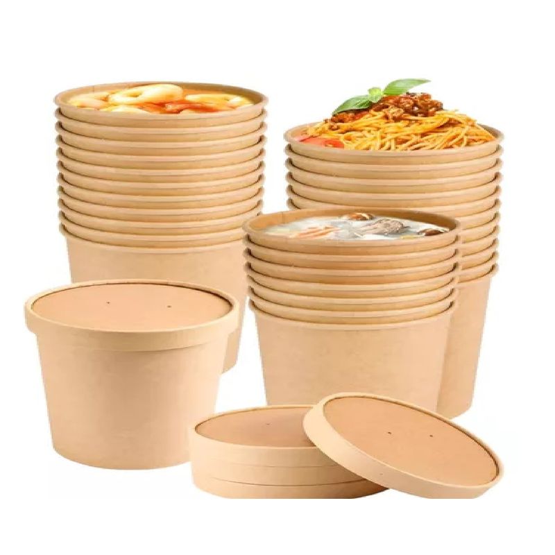 PASTELERIUS - X25 Pote Kraft Contenedor De Alimentos Pote Sopa Ctapa 32oz