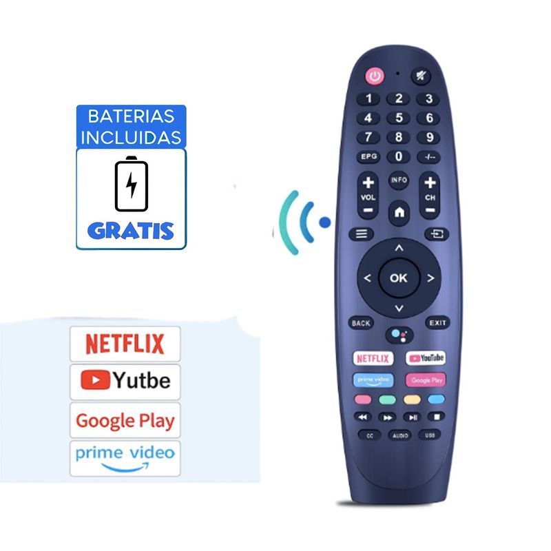 GENERICO - Control Compatible Caixun Smart TV Botón Netflix Youtube + Pilas