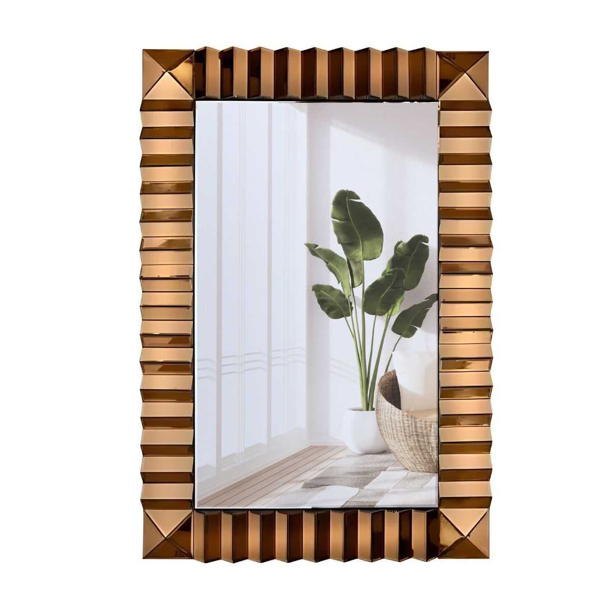 GENERICO - Espejo Decorativo Rectangular 80×120 Marco Espejado Relieve Cobre