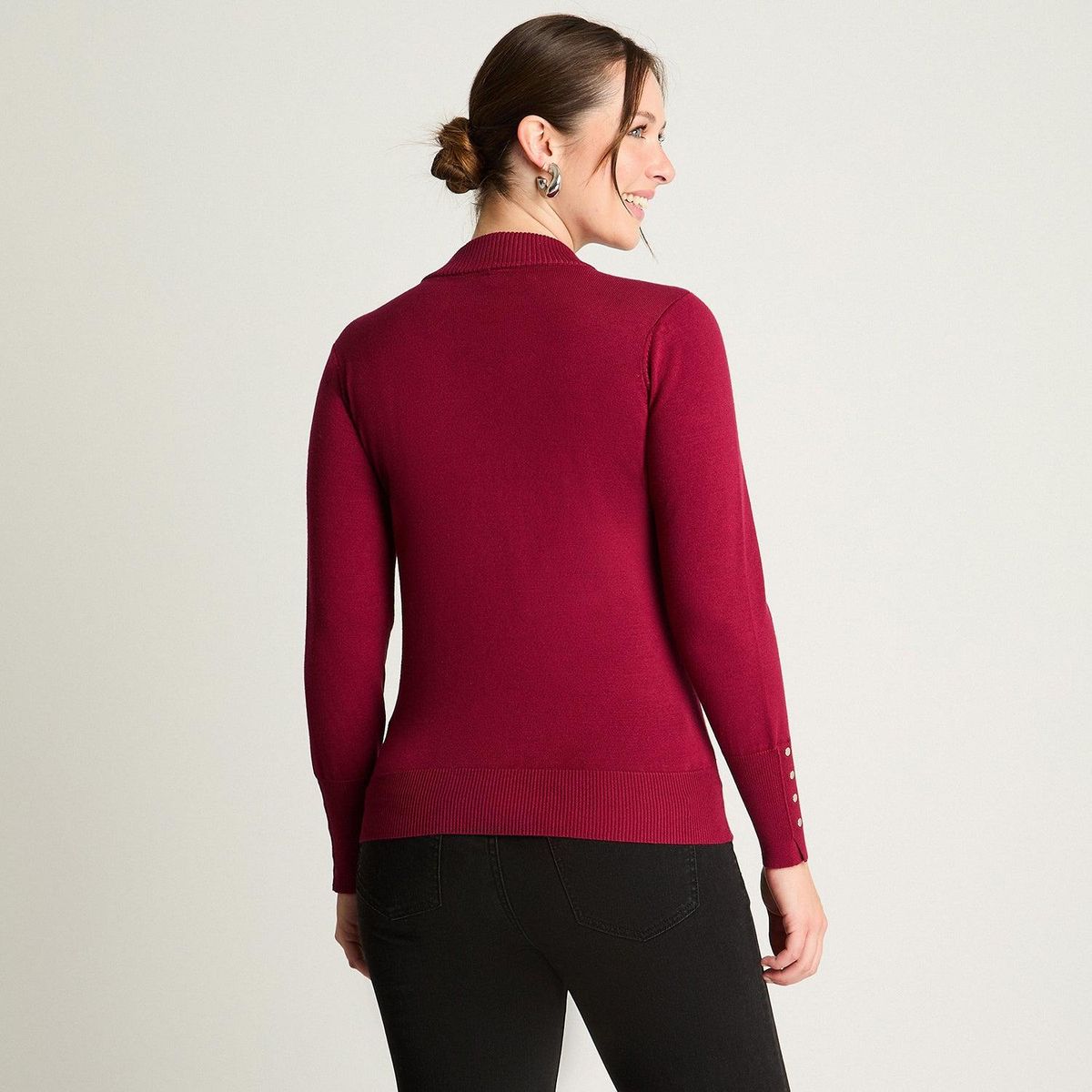 LORENZO DI PONTTI - Sweater Burdeo Cuello Mock