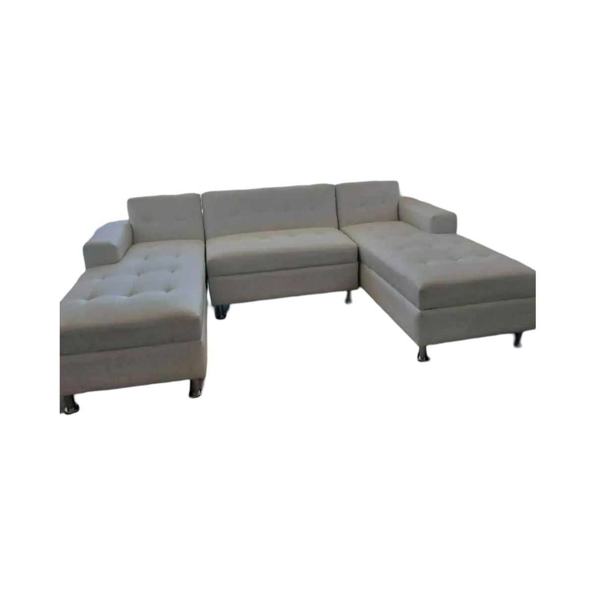 MUEBLES NEW - SOFA U SECCIONAL BLANCO ECOCUERO