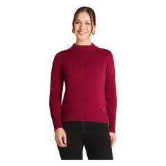 LORENZO DI PONTTI - Sweater Manga Larga Cuello Mock Burdeo