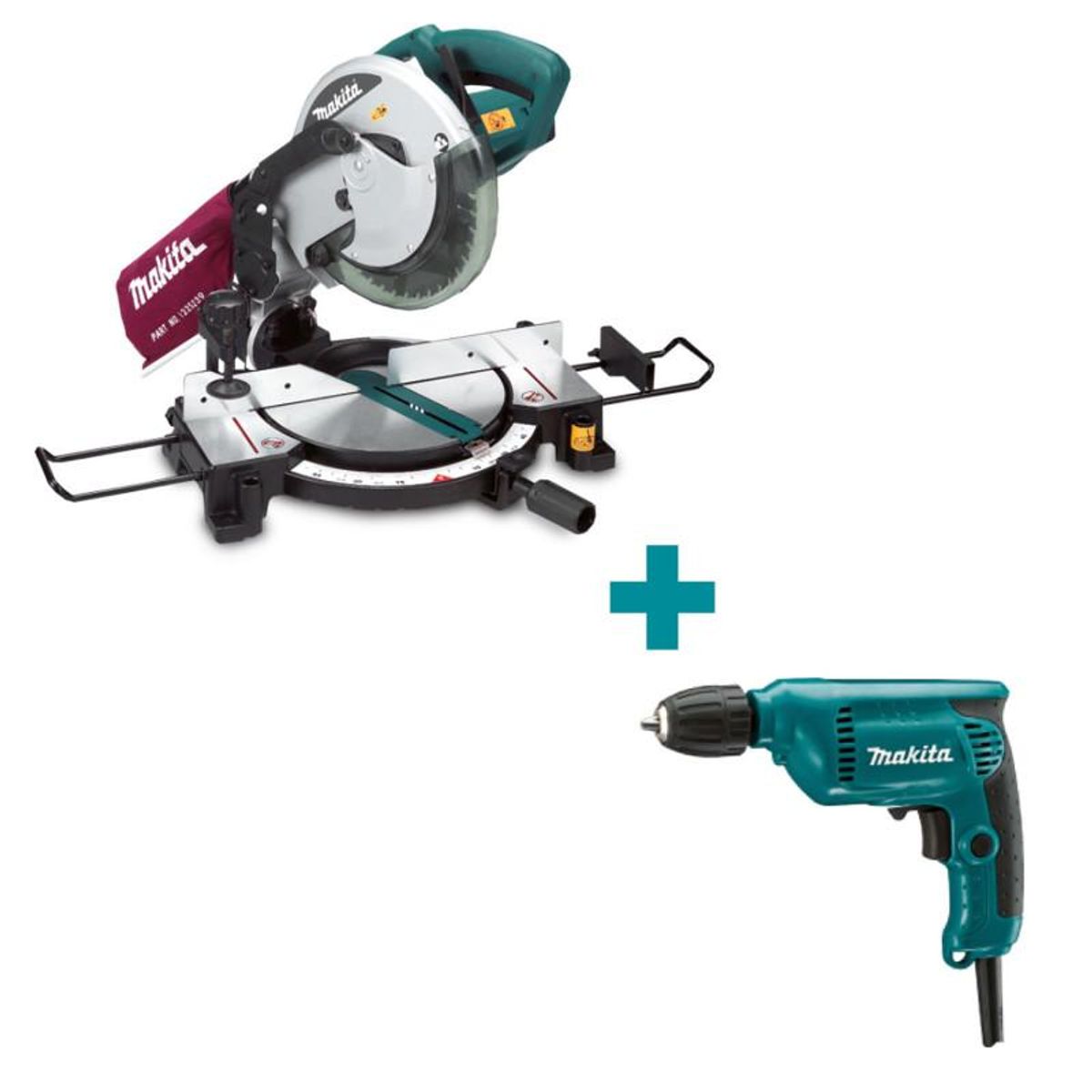 MAKITA - KIT MAKITA INGLETEADORA 10" MLS100 1500W+TALADRO ROTATIVO 450W 6413