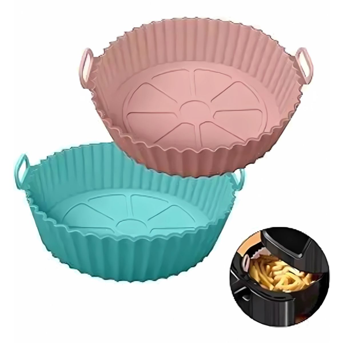 BELIDASHOP - X2 Moldes Air Fryer Bandeja Silicona Antiadherente Reutiliza