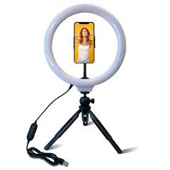 IRM - Aro de luz USB 26cm Con trípode araña de mesa para teléfono o espejo