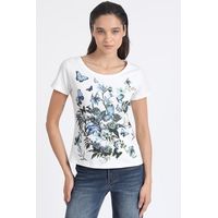 Polera Algodón Estampado Mariposas, Crudo