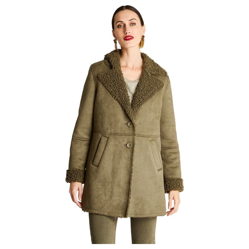 CURVI - Abrigo Suede Bonded Verde Militar