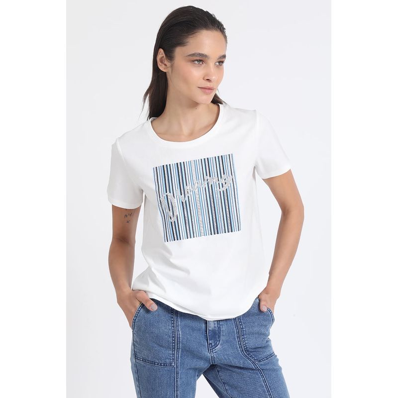LIOLA - Polera Algodón Dreamy Strass Crudo Liola